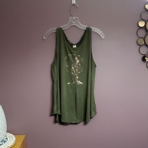 Olive Tank Top with Silver Cactus Detail
